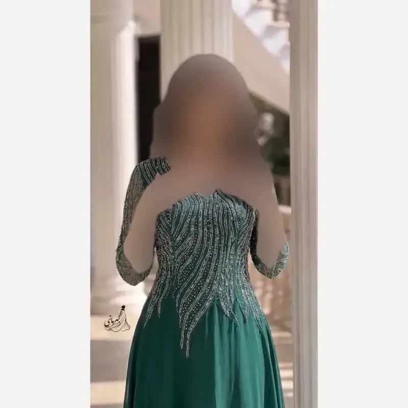 ماکسی نگینی سایزبزرگ کرپ حریر درجه یک مشکی و سبز و بادمجونی