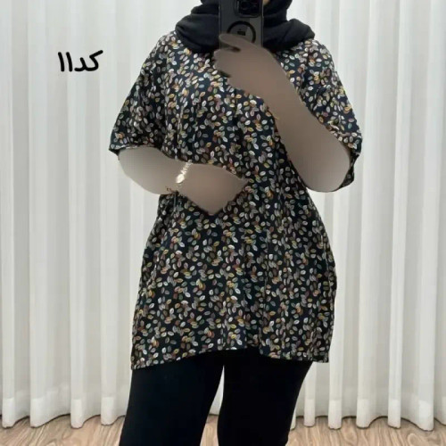 تیشرت نخی فری سایز زنانه مصی کد 1394 تن خور راحت چهارفصل