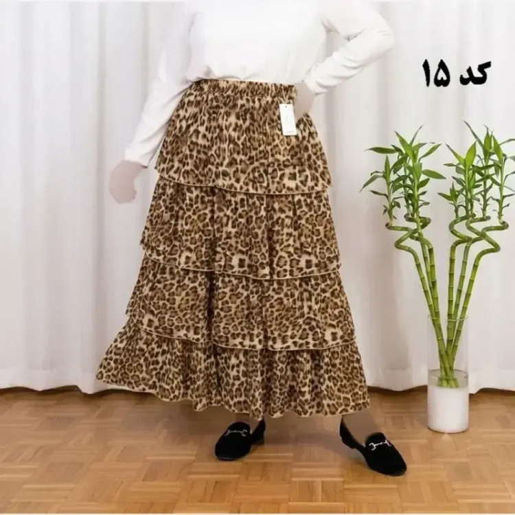 دامن وارداتی نخ کریشه فری سایز تا 48 قد 130 زنانه چهارفصل شیک راحت بدون بدن نما