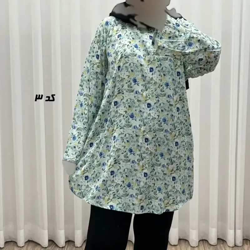 تونیک نخی زنانه مدل هاوایی سایز بزرگ فری سایز تا 50 دکمه دار