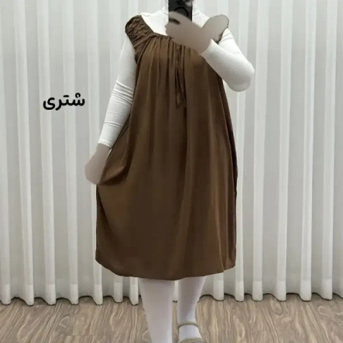 سارافون نخی زنانه کوتاه ساده فری سایز مناسب تا سایز 52