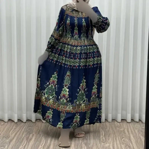 پیراهن ساحلی زنانه کریشه سرمهای فری سایز تا 52 بنددار چهارفصل شیک و راحت بدون سایه اندازی