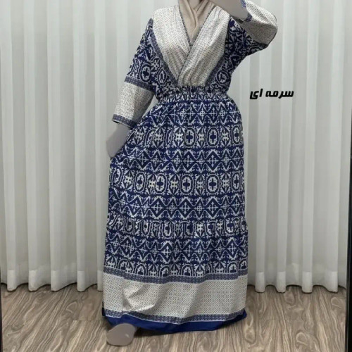 پیراهن زنانه فلور بوگاتی مدل چپ و راستی طرح جاجیم فری سایز تا 48
